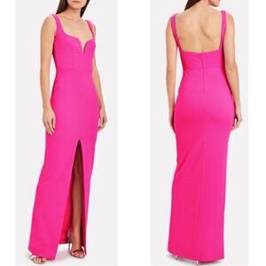 SOLACE LONDON Linza Sweetheart Neckline Crepe Pink Maxi Dress Size 4